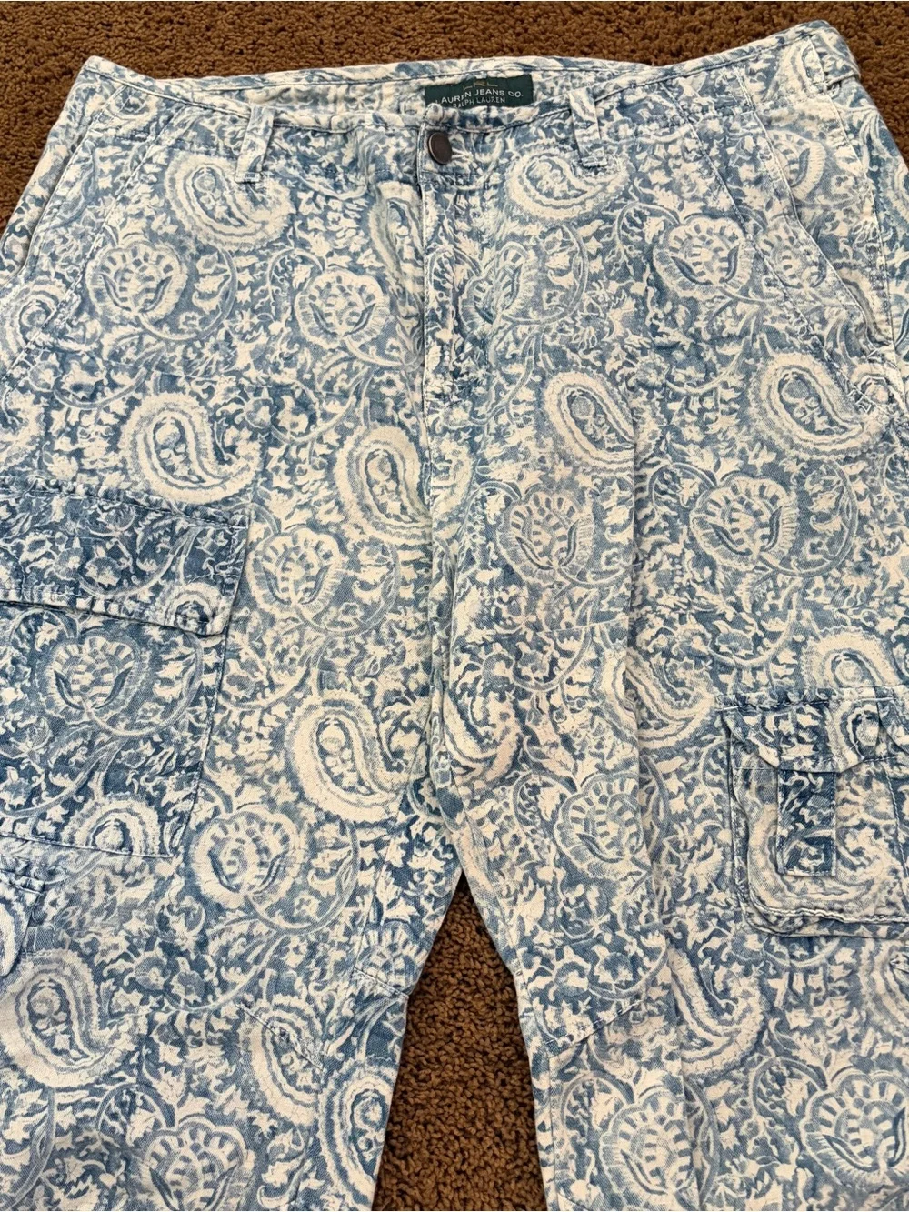 Vintage Lauren Jeans Co Ralph Lauren Paisley Cargo Pants Size 14 Cotton Linen